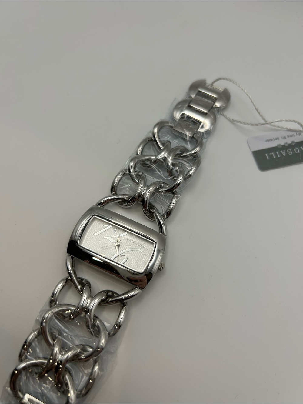 BAOSAILI Silver Chunky Chain Rectangle Watch Y2K